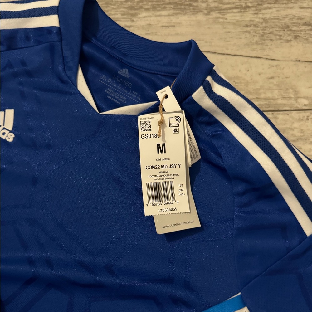 Adidas Blue and Black Kids Soccer Sports Short and Shirt Set - Picture 3 of 4